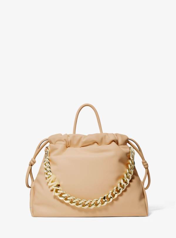 Damske Prenosná Taška Michael Kors Lina Medium Logo Faux Leather Hnede - Kabelky Michael Kors Vypredaj | CQASN-4561